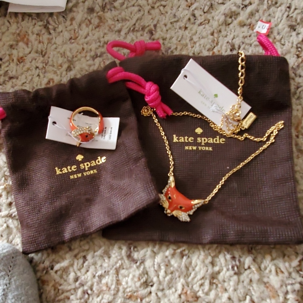 Kate Spade Fox Necklace and Ring Set.